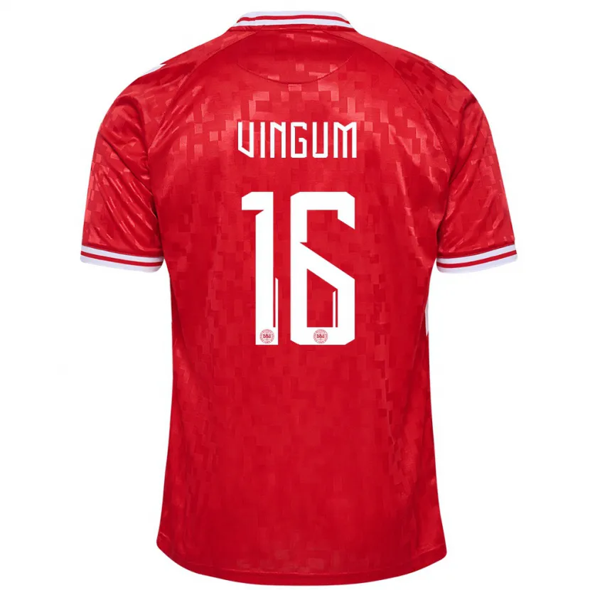 Danxen Homme Maillot Danemark Alberte Vingum #16 Rouge Tenues Domicile 24-26 T-Shirt