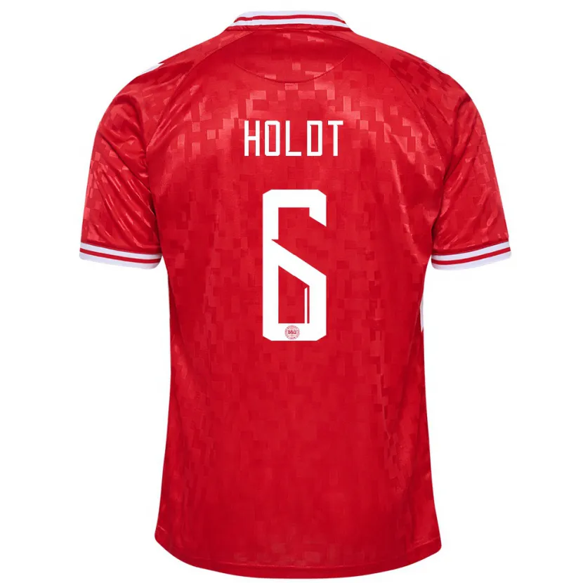 Danxen Homme Maillot Danemark Olivia Holdt #6 Rouge Tenues Domicile 24-26 T-Shirt