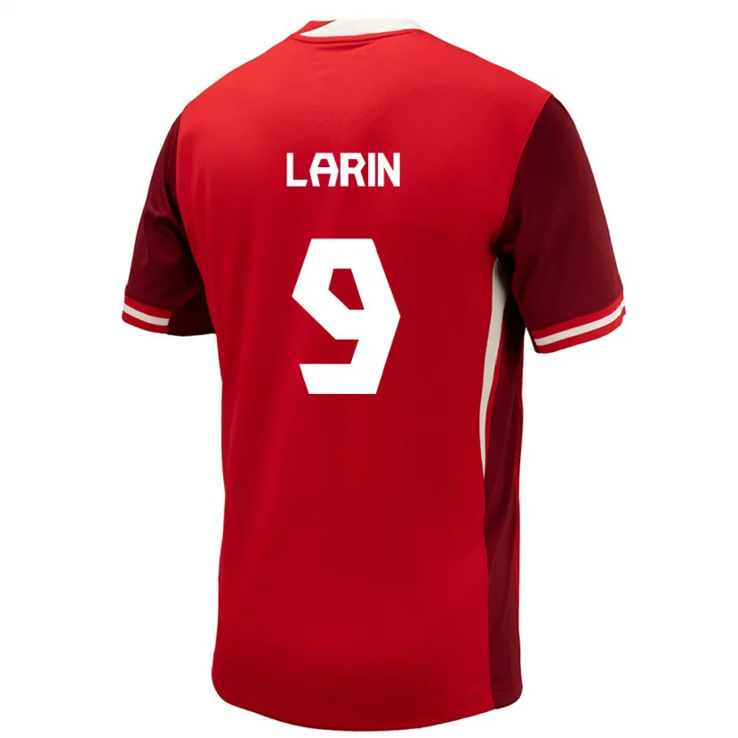 Danxen Homme Maillot Canada Cyle Larin #9 Rouge Tenues Domicile 24-26 T-Shirt