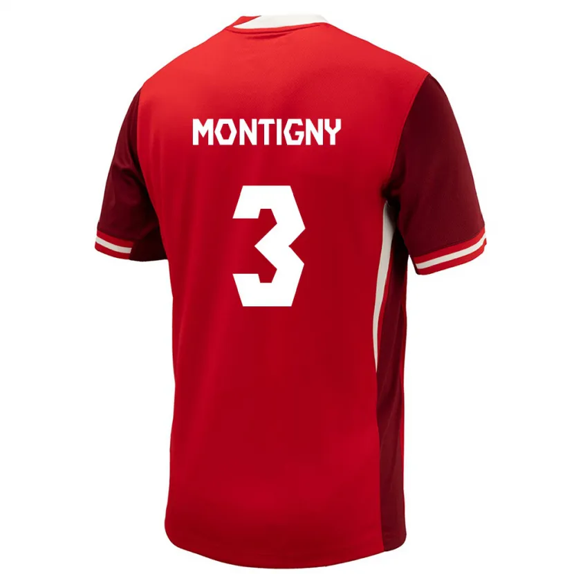 Danxen Homme Maillot Canada Gaël De Montigny #3 Rouge Tenues Domicile 24-26 T-Shirt