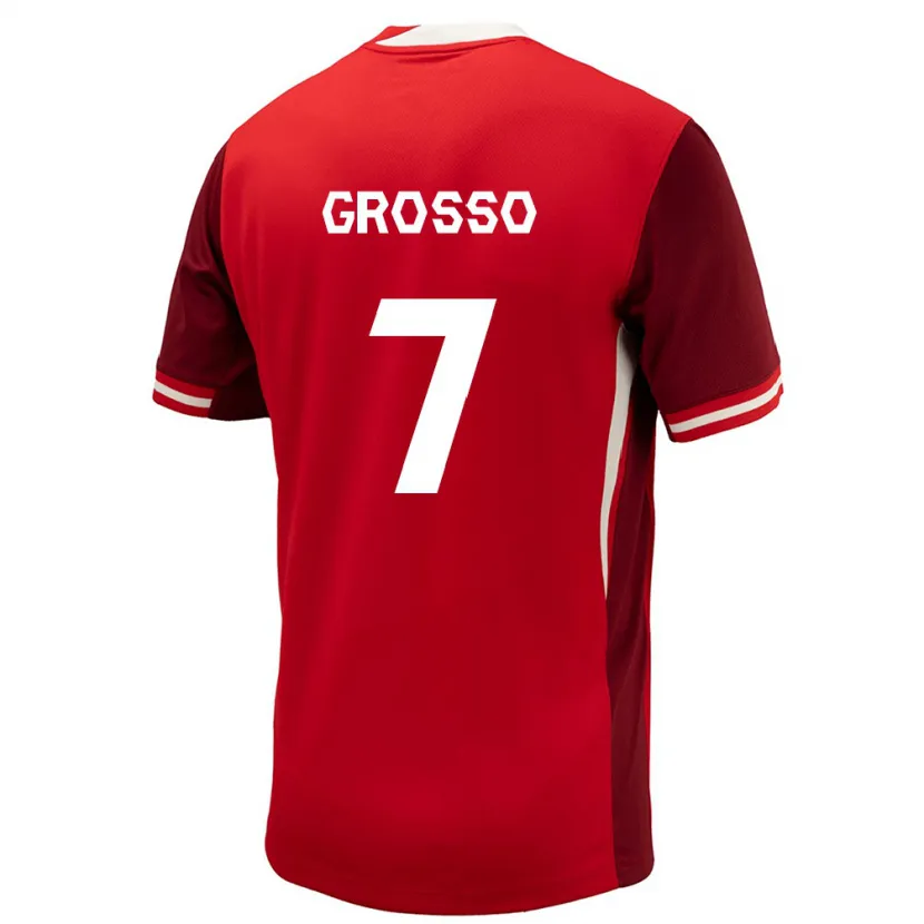 Danxen Homme Maillot Canada Julia Grosso #7 Rouge Tenues Domicile 24-26 T-Shirt