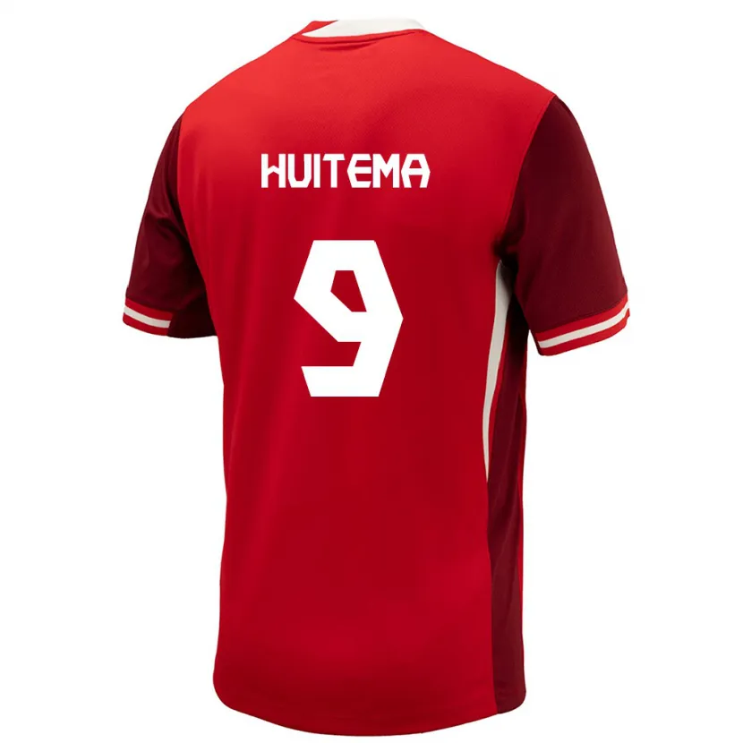 Danxen Homme Maillot Canada Jordyn Huitema #9 Rouge Tenues Domicile 24-26 T-Shirt