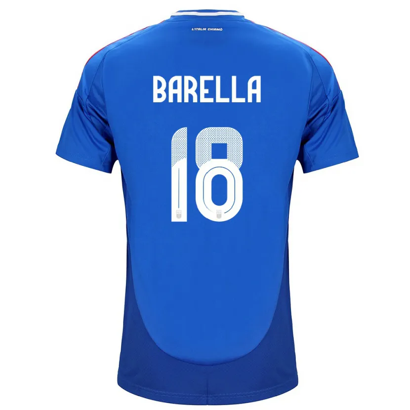 Danxen Homme Maillot Italie Nicolò Barella #18 Bleu Tenues Domicile 24-26 T-Shirt