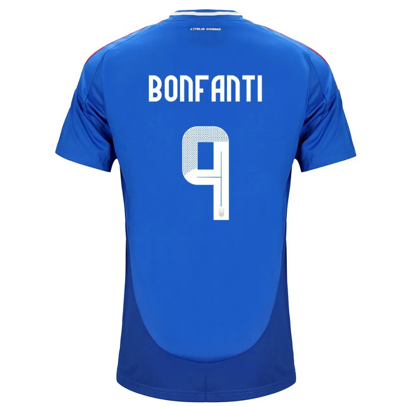 Danxen Homme Maillot Italie Nicholas Bonfanti #9 Bleu Tenues Domicile 24-26 T-Shirt