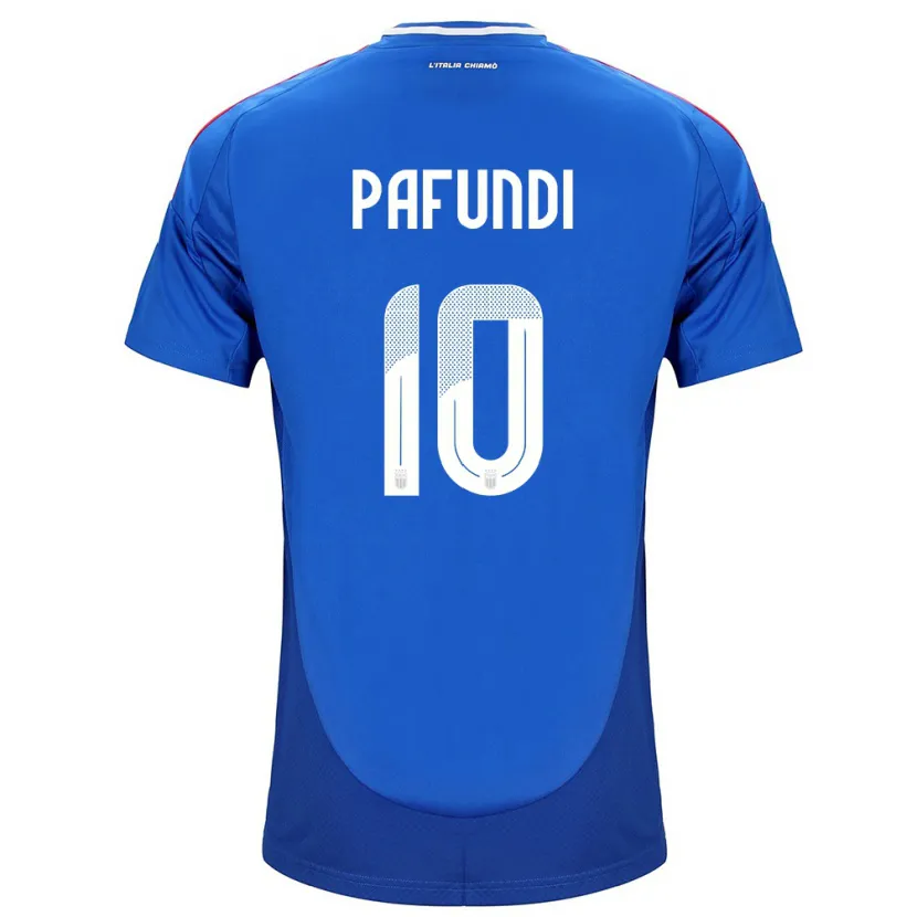 Danxen Homme Maillot Italie Simone Pafundi #10 Bleu Tenues Domicile 24-26 T-Shirt