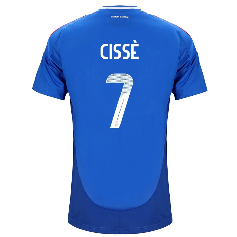 Danxen Homme Maillot Italie Alphadjo Cissè #7 Bleu Tenues Domicile 24-26 T-Shirt