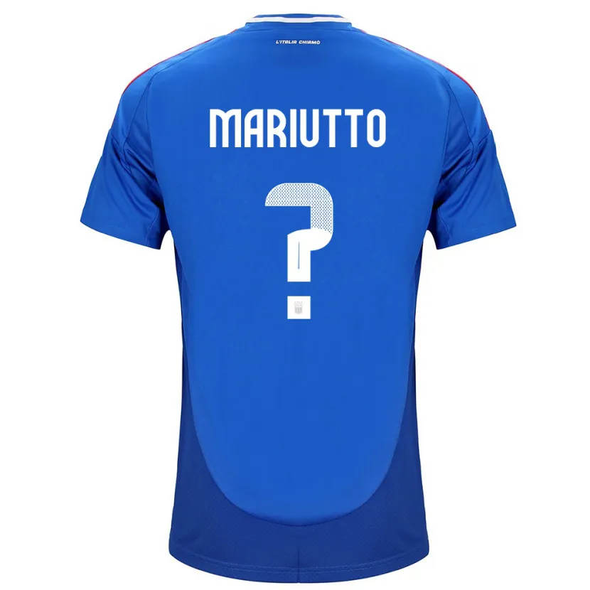 Danxen Homme Maillot Italie Francesco Mariutto #0 Bleu Tenues Domicile 24-26 T-Shirt