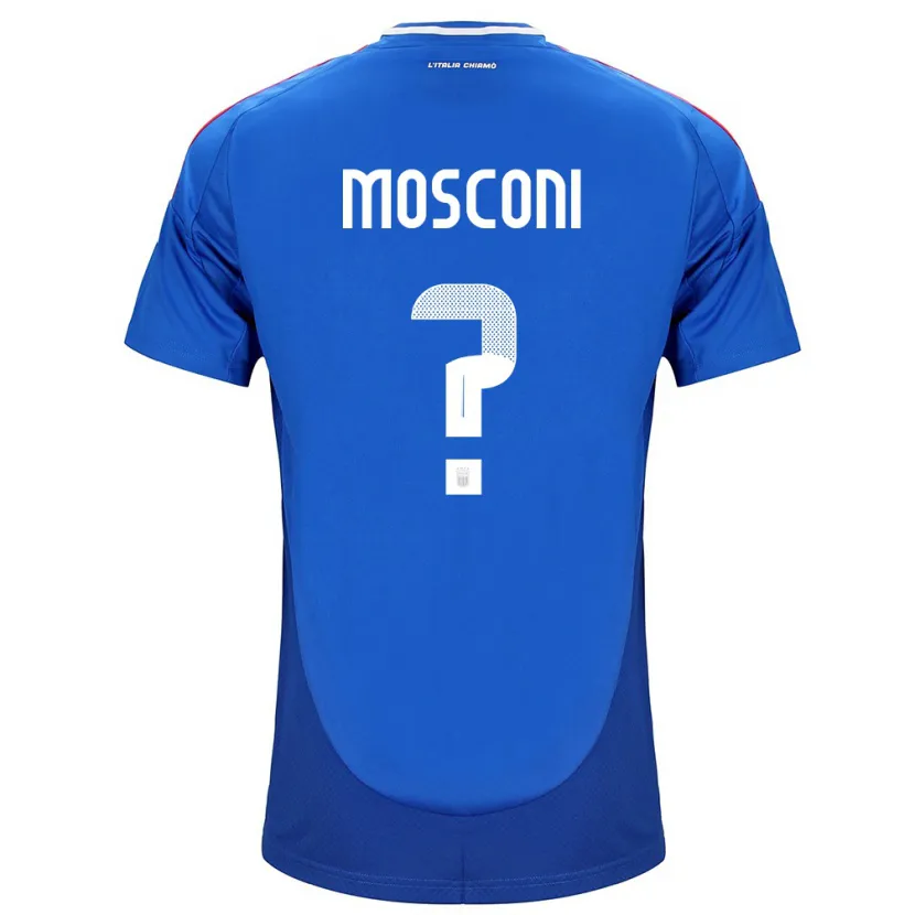 Danxen Homme Maillot Italie Mattia Mosconi #0 Bleu Tenues Domicile 24-26 T-Shirt