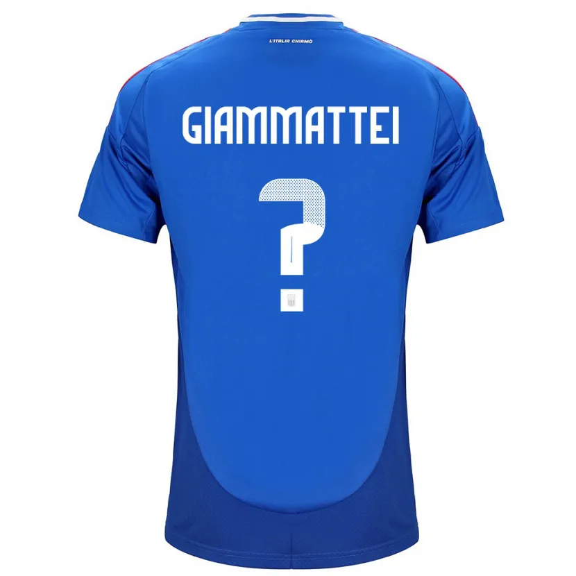 Danxen Homme Maillot Italie Gioele Giammattei #0 Bleu Tenues Domicile 24-26 T-Shirt