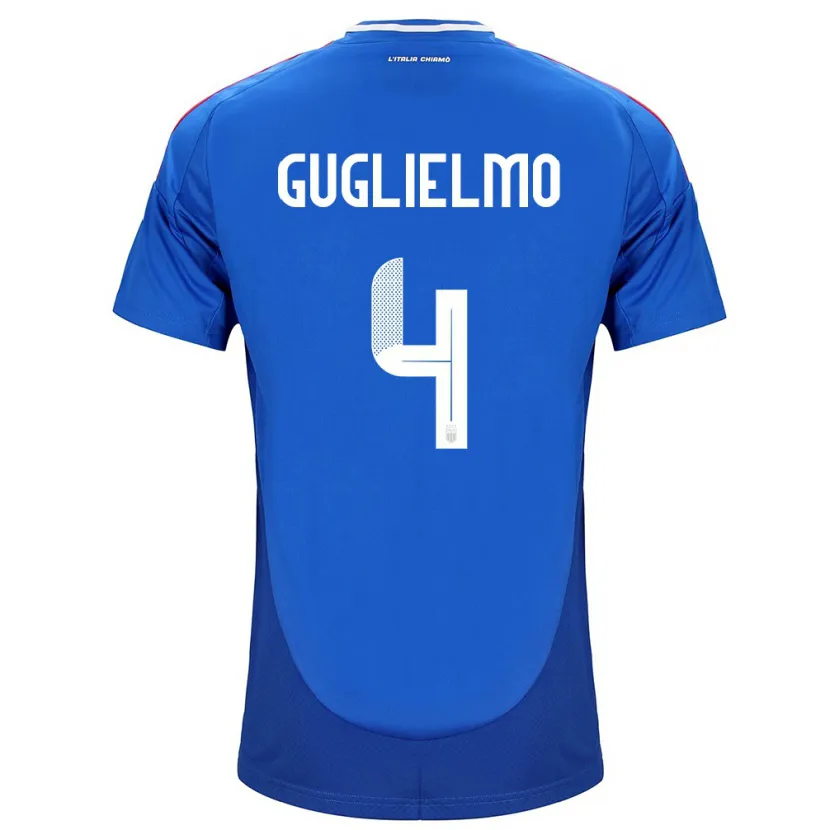 Danxen Homme Maillot Italie Lucia Di Guglielmo #4 Bleu Tenues Domicile 24-26 T-Shirt