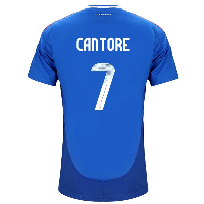 Danxen Homme Maillot Italie Sofia Cantore #7 Bleu Tenues Domicile 24-26 T-Shirt