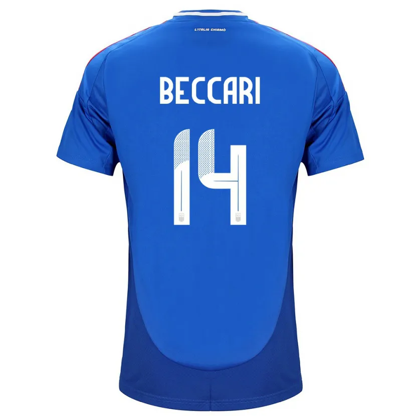 Danxen Homme Maillot Italie Chiara Beccari #14 Bleu Tenues Domicile 24-26 T-Shirt