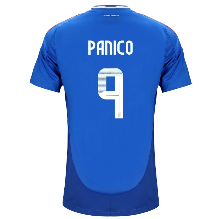 Danxen Homme Maillot Italie Patrizia Panico #9 Bleu Tenues Domicile 24-26 T-Shirt