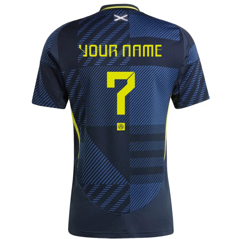 Danxen Homme Maillot Écosse Votre Nom #0 Bleu Foncé Tenues Domicile 24-26 T-Shirt
