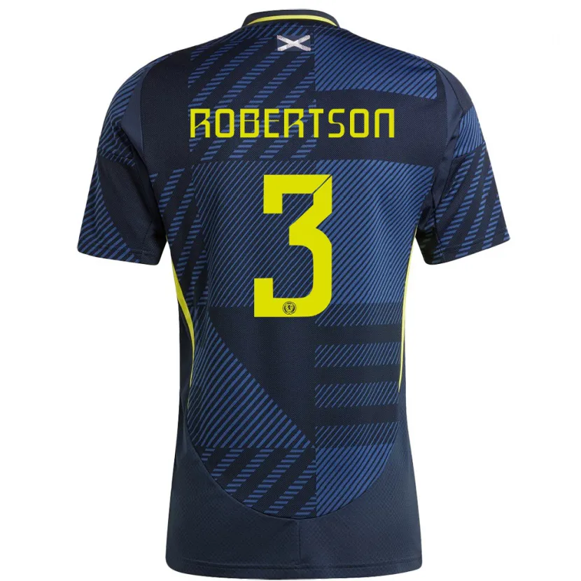 Danxen Homme Maillot Écosse Andrew Robertson #3 Bleu Foncé Tenues Domicile 24-26 T-Shirt