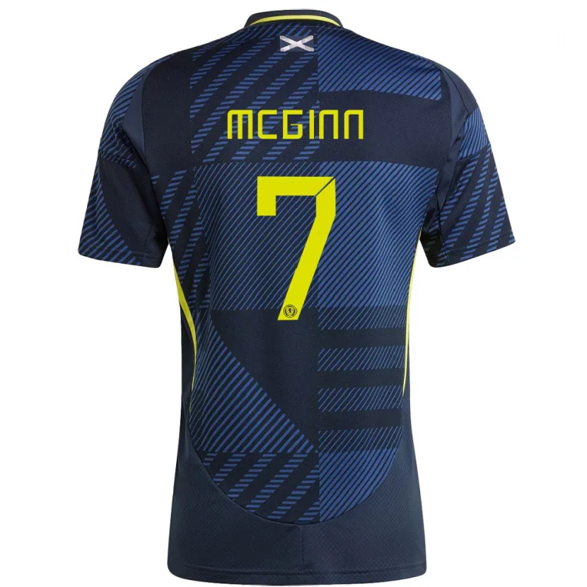 Danxen Homme Maillot Écosse John Mcginn #7 Bleu Foncé Tenues Domicile 24-26 T-Shirt