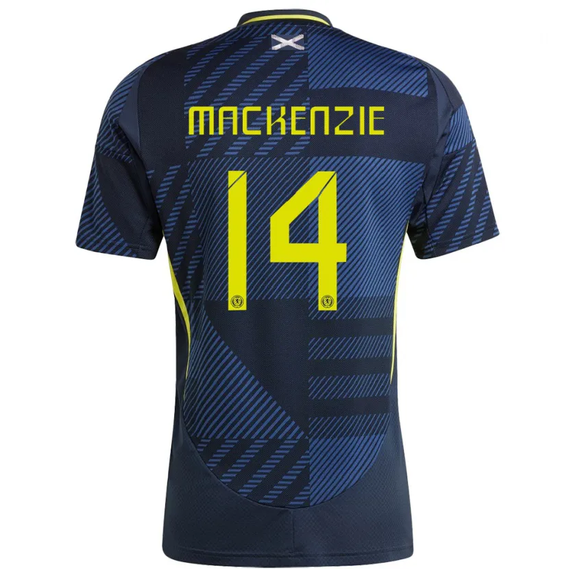 Danxen Homme Maillot Écosse Magnus Mackenzie #14 Bleu Foncé Tenues Domicile 24-26 T-Shirt