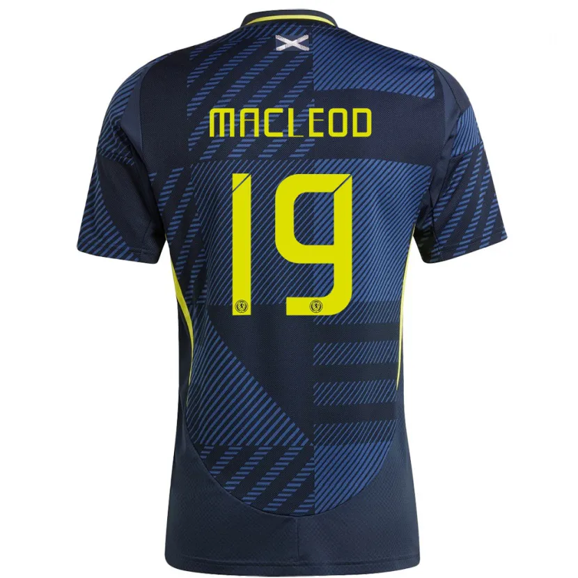 Danxen Homme Maillot Écosse Rory Macleod #19 Bleu Foncé Tenues Domicile 24-26 T-Shirt