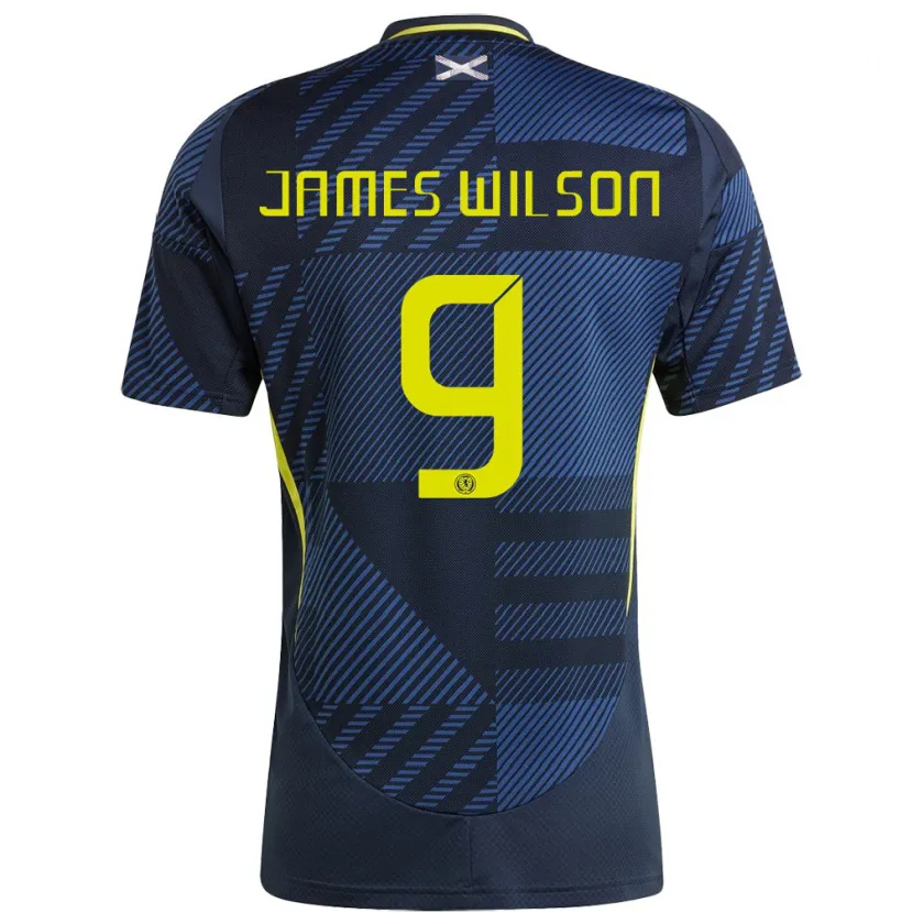 Danxen Homme Maillot Écosse James Wilson #9 Bleu Foncé Tenues Domicile 24-26 T-Shirt