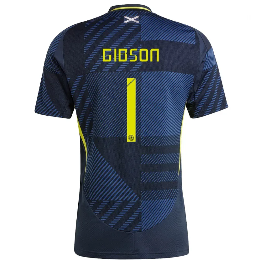 Danxen Homme Maillot Écosse Lee Gibson #1 Bleu Foncé Tenues Domicile 24-26 T-Shirt