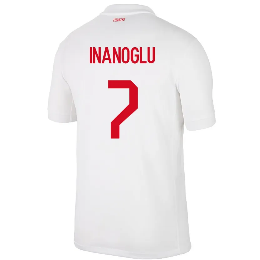 Danxen Homme Maillot Turquie Kaan İnanoğlu #7 Blanc Tenues Domicile 24-26 T-Shirt
