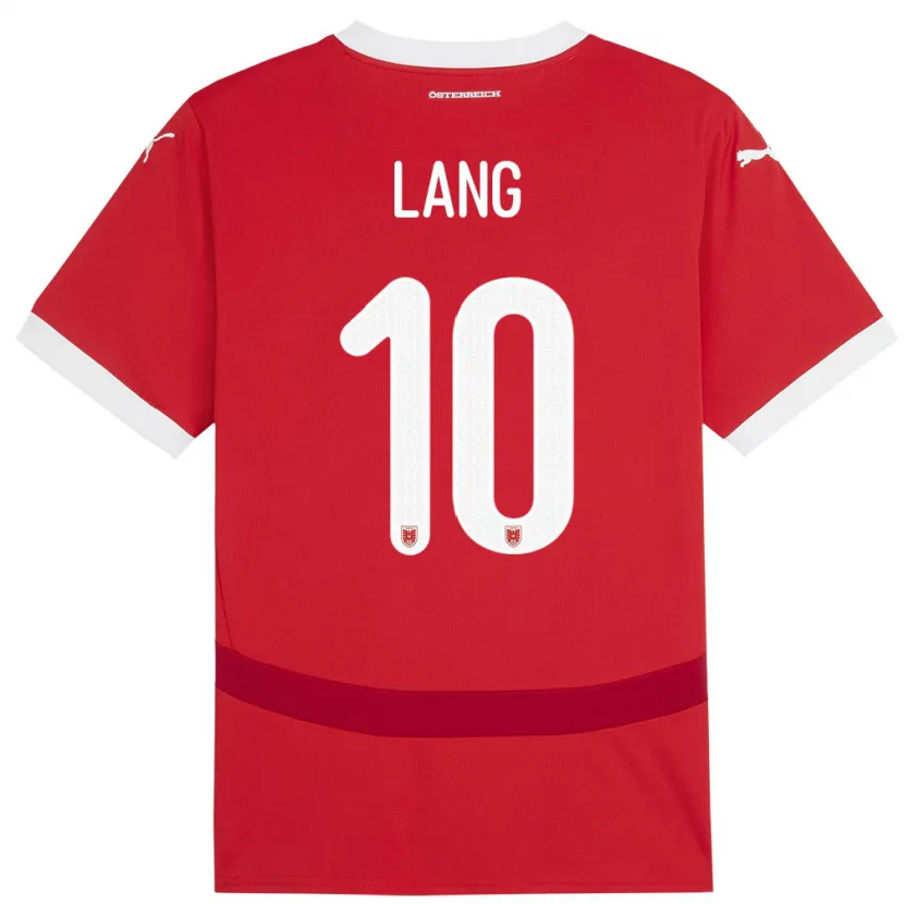 Danxen Homme Maillot Autriche Christoph Lang #10 Rouge Tenues Domicile 24-26 T-Shirt
