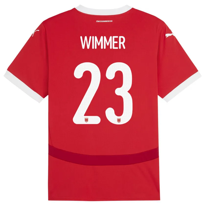 Danxen Homme Maillot Autriche Patrick Wimmer #23 Rouge Tenues Domicile 24-26 T-Shirt