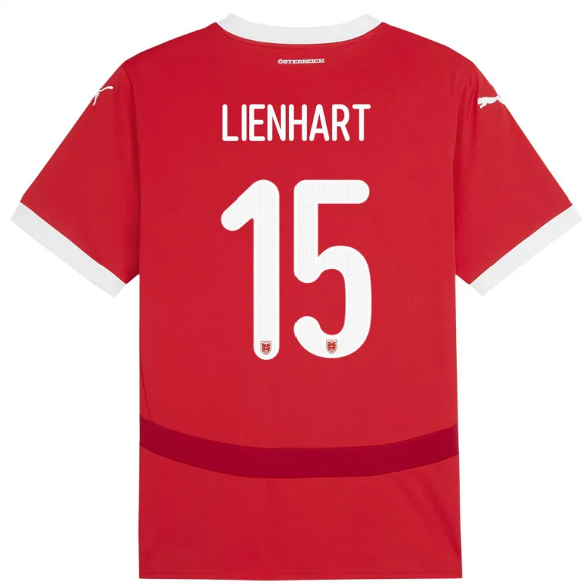 Danxen Homme Maillot Autriche Philipp Lienhart #15 Rouge Tenues Domicile 24-26 T-Shirt
