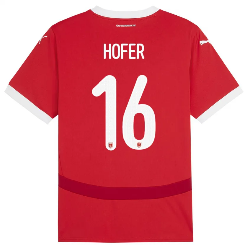 Danxen Homme Maillot Autriche Raphael Hofer #16 Rouge Tenues Domicile 24-26 T-Shirt