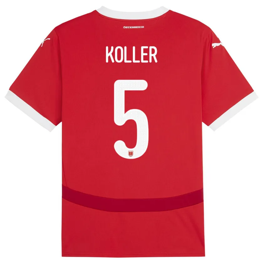 Danxen Homme Maillot Autriche Paul Koller #5 Rouge Tenues Domicile 24-26 T-Shirt