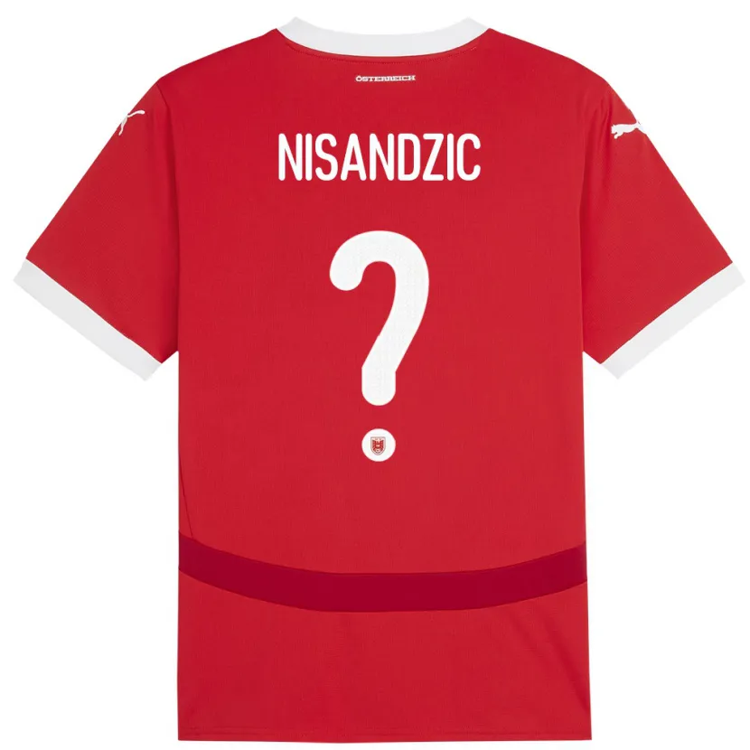 Danxen Homme Maillot Autriche Dominik Nisandzic #0 Rouge Tenues Domicile 24-26 T-Shirt