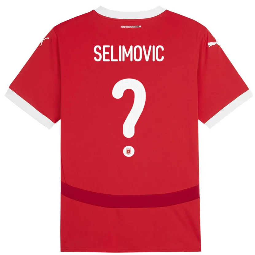 Danxen Homme Maillot Autriche Amar Selimovic #0 Rouge Tenues Domicile 24-26 T-Shirt