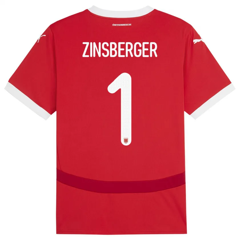 Danxen Homme Maillot Autriche Manuela Zinsberger #1 Rouge Tenues Domicile 24-26 T-Shirt