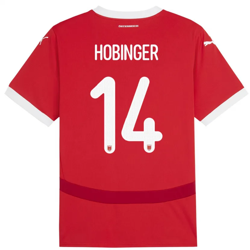 Danxen Homme Maillot Autriche Marie Höbinger #14 Rouge Tenues Domicile 24-26 T-Shirt