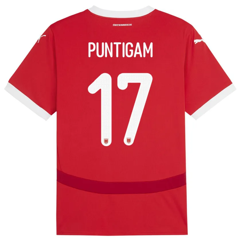 Danxen Homme Maillot Autriche Sarah Puntigam #17 Rouge Tenues Domicile 24-26 T-Shirt