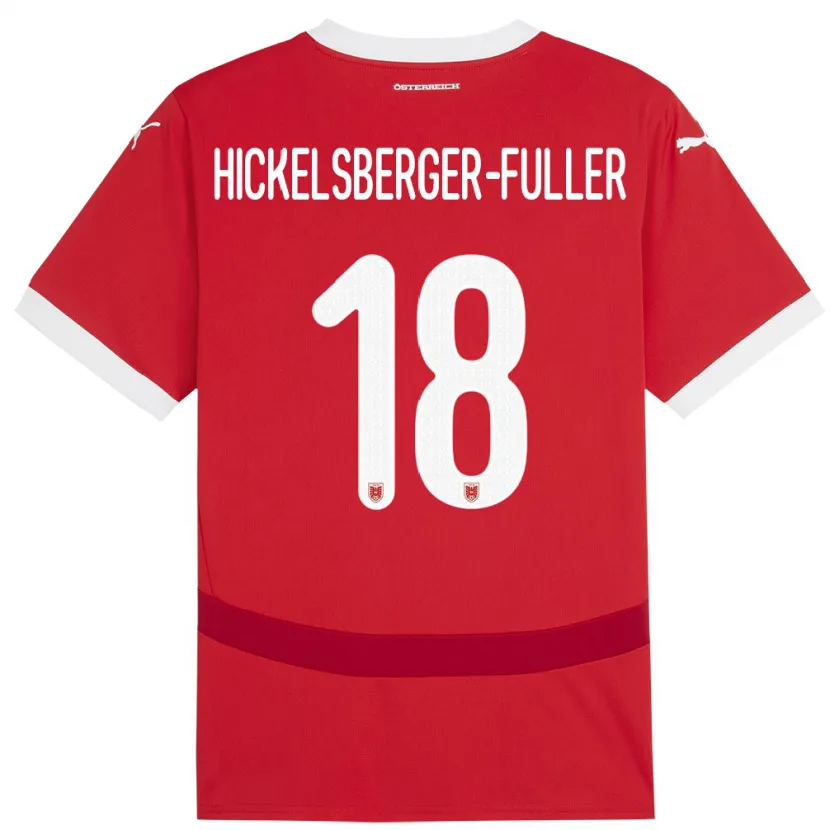 Danxen Homme Maillot Autriche Julia Hickelsberger-Füller #18 Rouge Tenues Domicile 24-26 T-Shirt