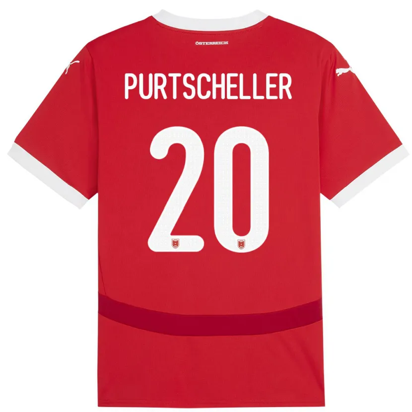 Danxen Homme Maillot Autriche Lilli Purtscheller #20 Rouge Tenues Domicile 24-26 T-Shirt