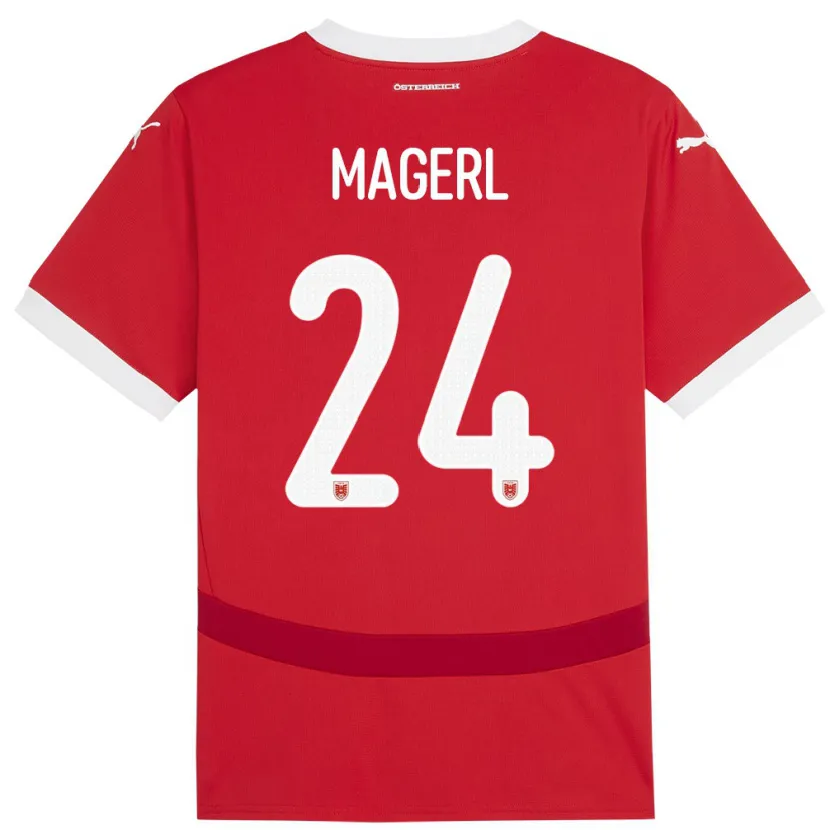 Danxen Homme Maillot Autriche Julia Magerl #24 Rouge Tenues Domicile 24-26 T-Shirt