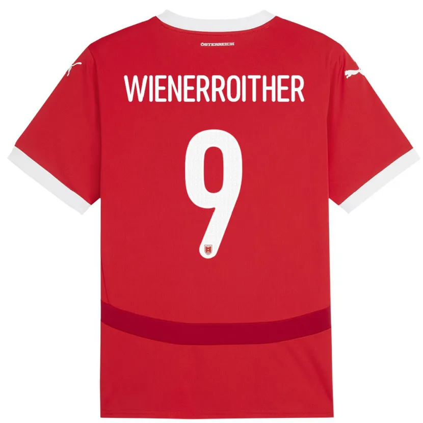 Danxen Homme Maillot Autriche Katja Wienerroither #9 Rouge Tenues Domicile 24-26 T-Shirt