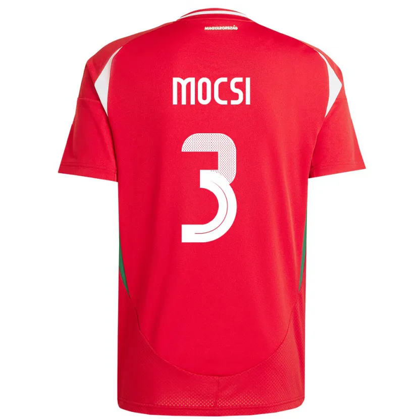 Danxen Homme Maillot Hongrie Attila Mocsi #3 Rouge Tenues Domicile 24-26 T-Shirt