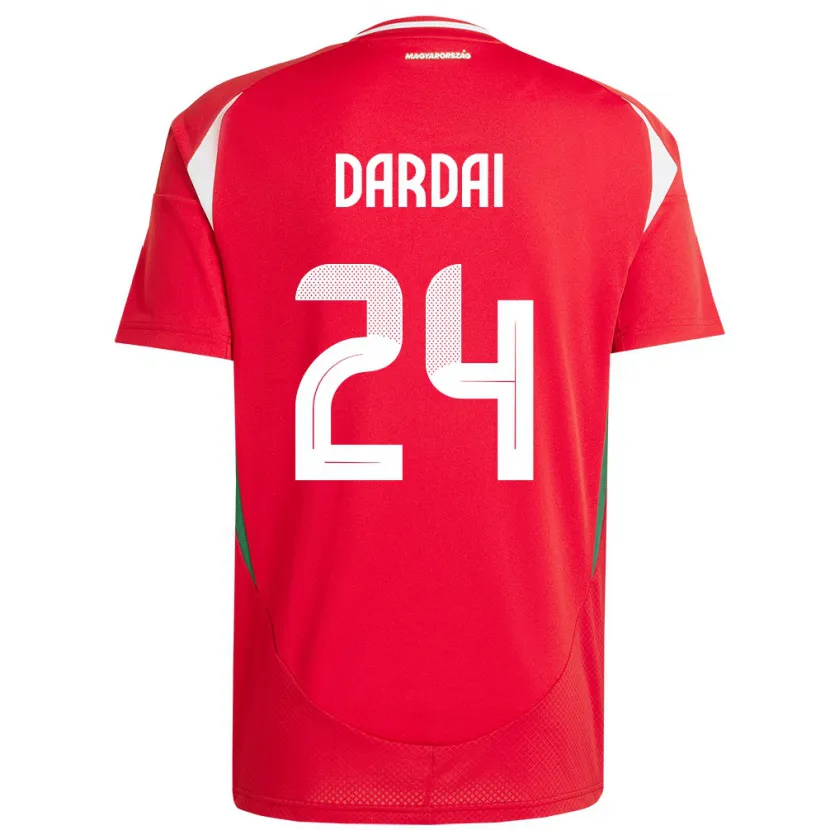 Danxen Homme Maillot Hongrie Márton Dárdai #24 Rouge Tenues Domicile 24-26 T-Shirt