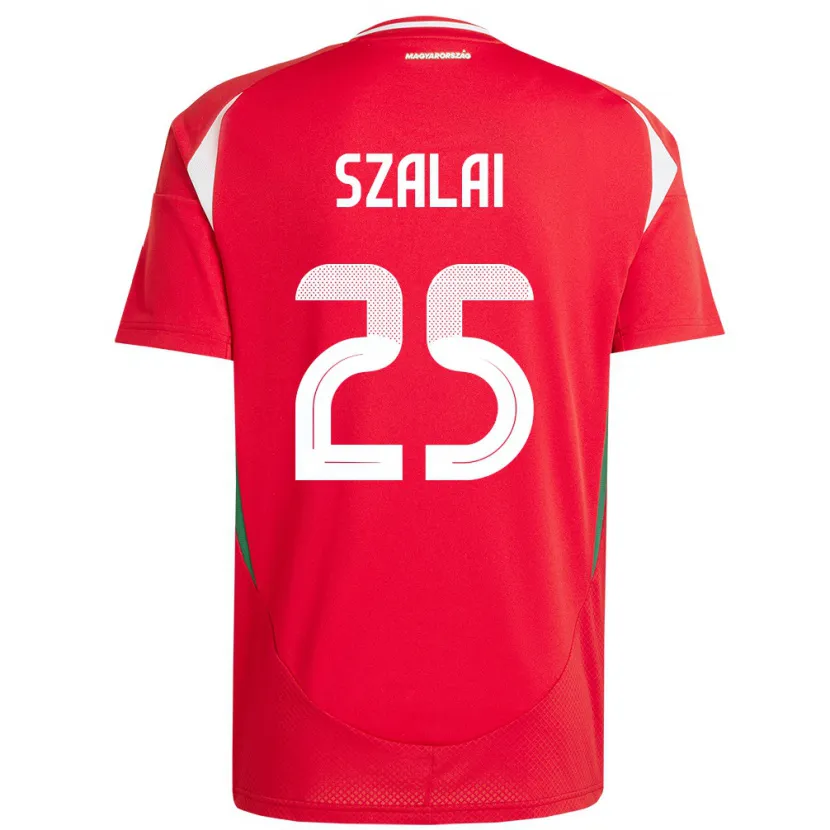 Danxen Homme Maillot Hongrie Gábor Szalai #25 Rouge Tenues Domicile 24-26 T-Shirt