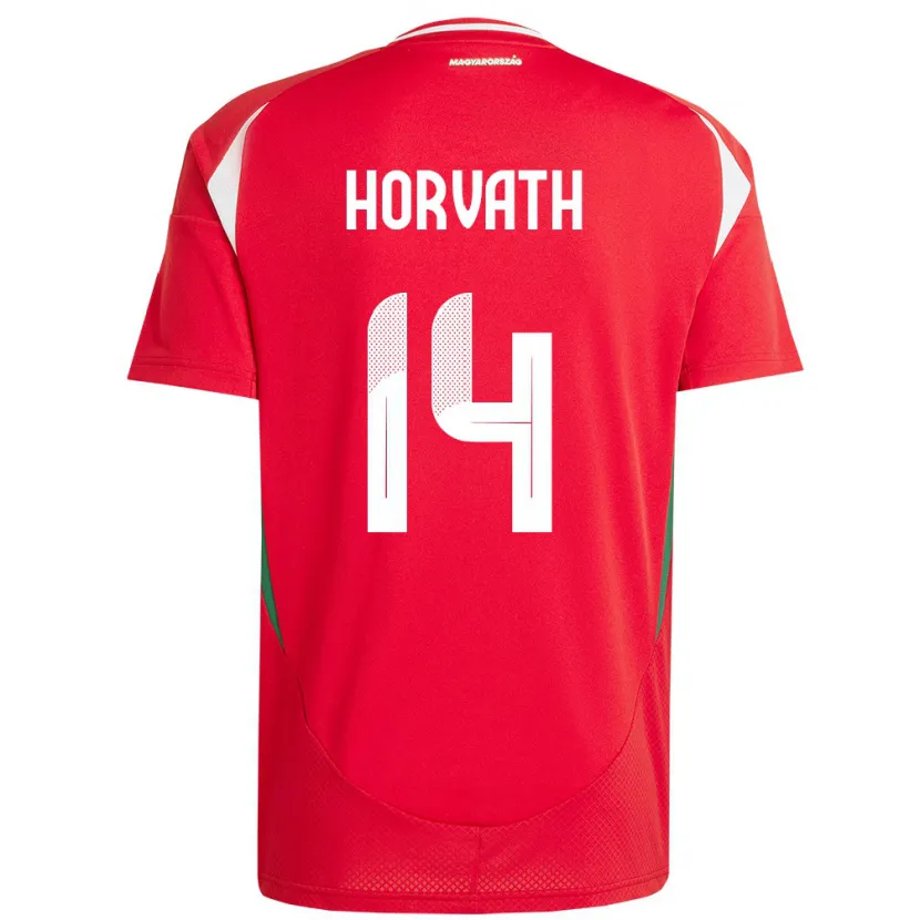Danxen Homme Maillot Hongrie Artúr Horváth #14 Rouge Tenues Domicile 24-26 T-Shirt
