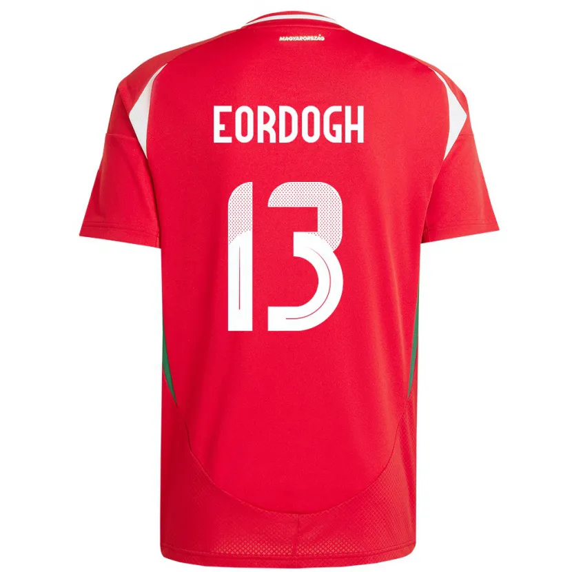 Danxen Homme Maillot Hongrie András Eördögh #13 Rouge Tenues Domicile 24-26 T-Shirt