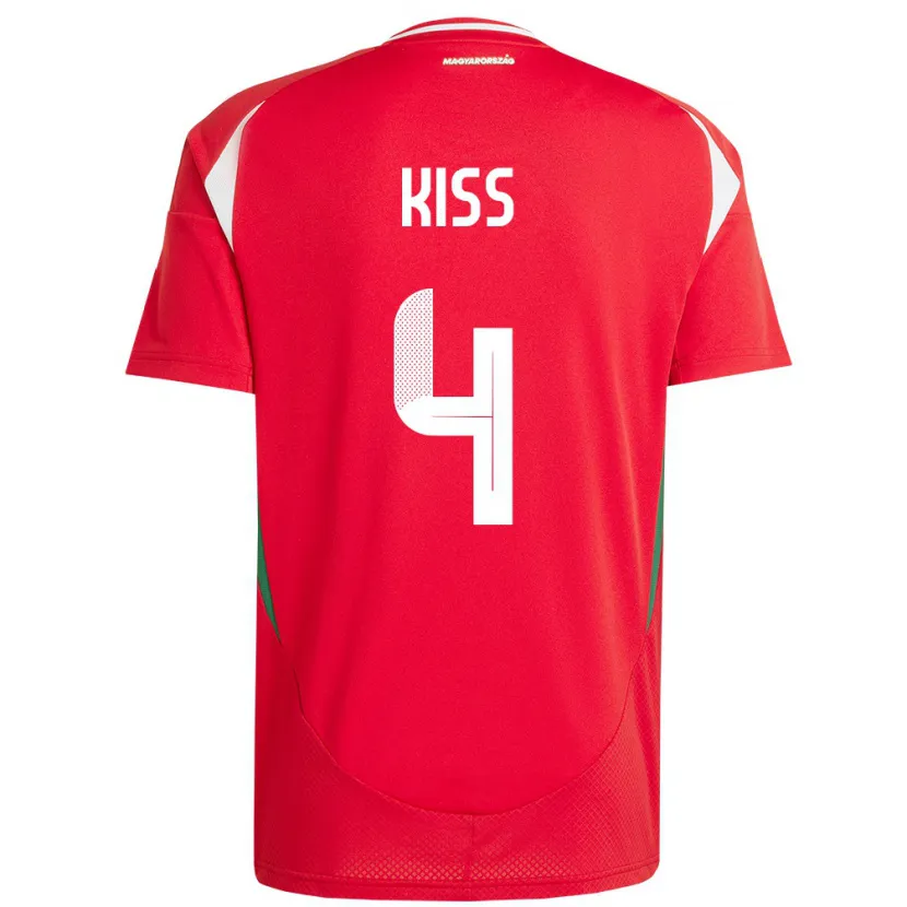 Danxen Homme Maillot Hongrie Bálint Kiss #4 Rouge Tenues Domicile 24-26 T-Shirt