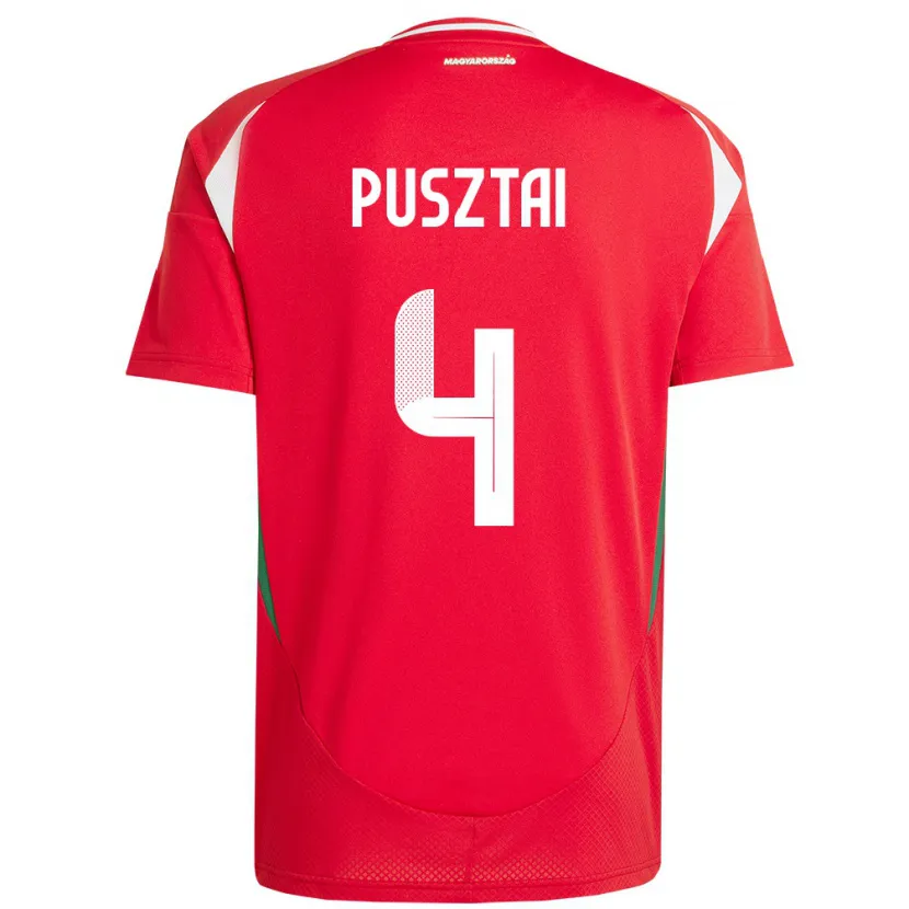 Danxen Homme Maillot Hongrie Sára Pusztai #4 Rouge Tenues Domicile 24-26 T-Shirt
