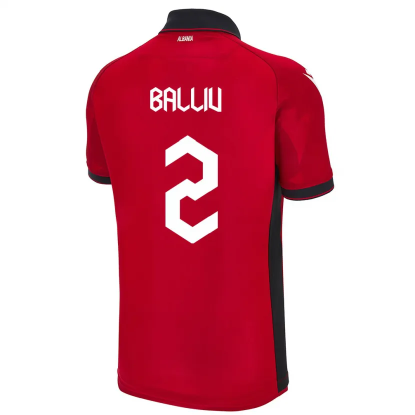 Danxen Homme Maillot Albanie Iván Balliu #2 Rouge Tenues Domicile 24-26 T-Shirt