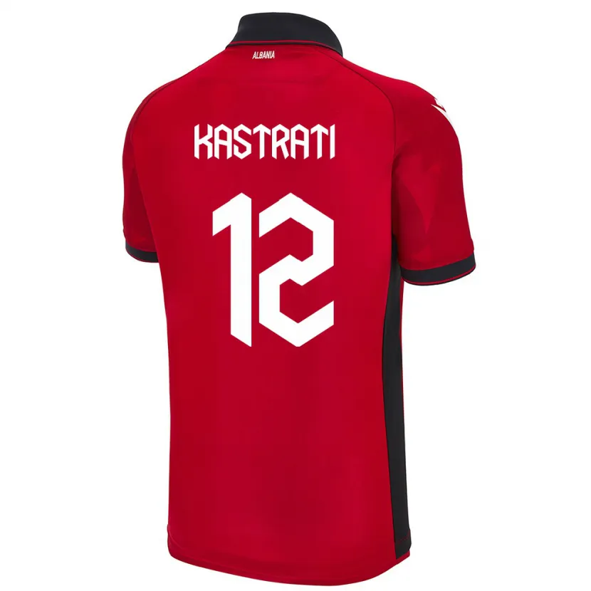 Danxen Homme Maillot Albanie Elhan Kastrati #12 Rouge Tenues Domicile 24-26 T-Shirt