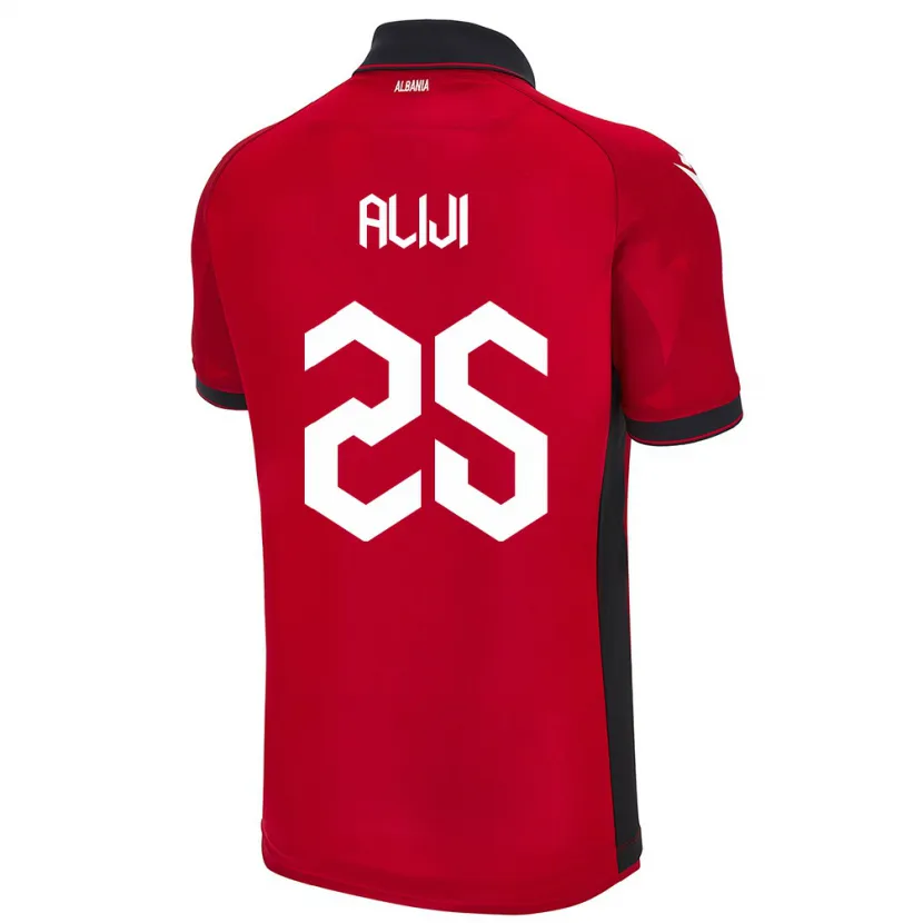Danxen Homme Maillot Albanie Naser Aliji #25 Rouge Tenues Domicile 24-26 T-Shirt