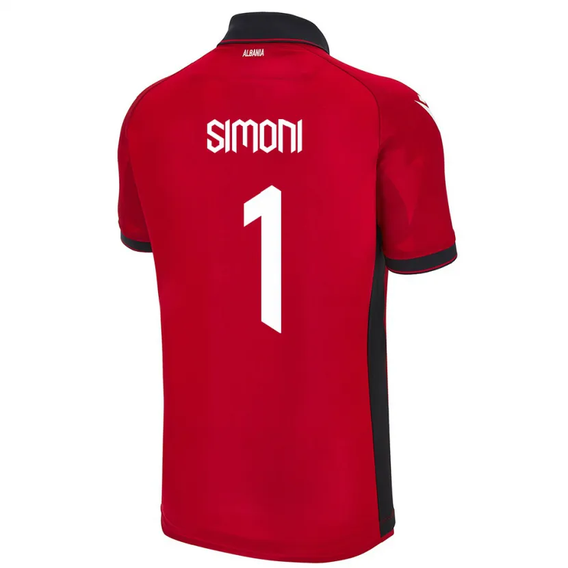 Danxen Homme Maillot Albanie Simon Simoni #1 Rouge Tenues Domicile 24-26 T-Shirt